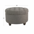 Pemberly Row Round Traditional Wood and Fabric Large Storage Ottoman in Gray