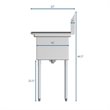 Pemberly Row 12x16x10 Large 3-Compartment Stainless Steel Kitchen Sink in Silver