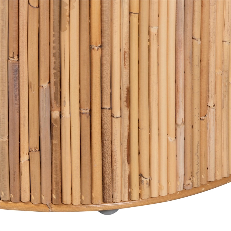 Pemberly Row Brown Modern Bohemian Natural Rattan Coffee Table