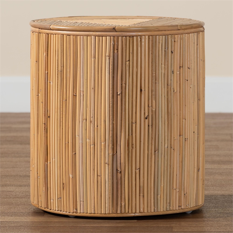 Pemberly Row Brown Modern Bohemian Natural Rattan Coffee Table