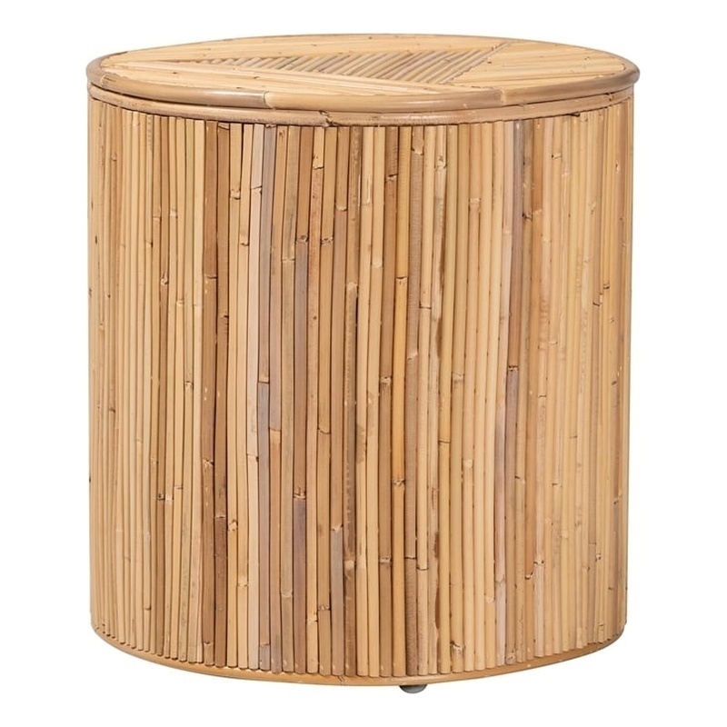 Pemberly Row Brown Modern Bohemian Natural Rattan Coffee Table
