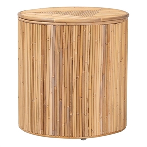 Pemberly Row Brown Modern Bohemian Natural Rattan Coffee Table
