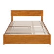 Pemberly Row Queen Platform Bed with Panel Footboard & TXL Trundle in Toffee