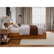 Pemberly Row Queen Platform Bed with Panel Footboard & TXL Trundle in Toffee