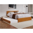 Pemberly Row Queen Platform Bed with Panel Footboard & TXL Trundle in Toffee