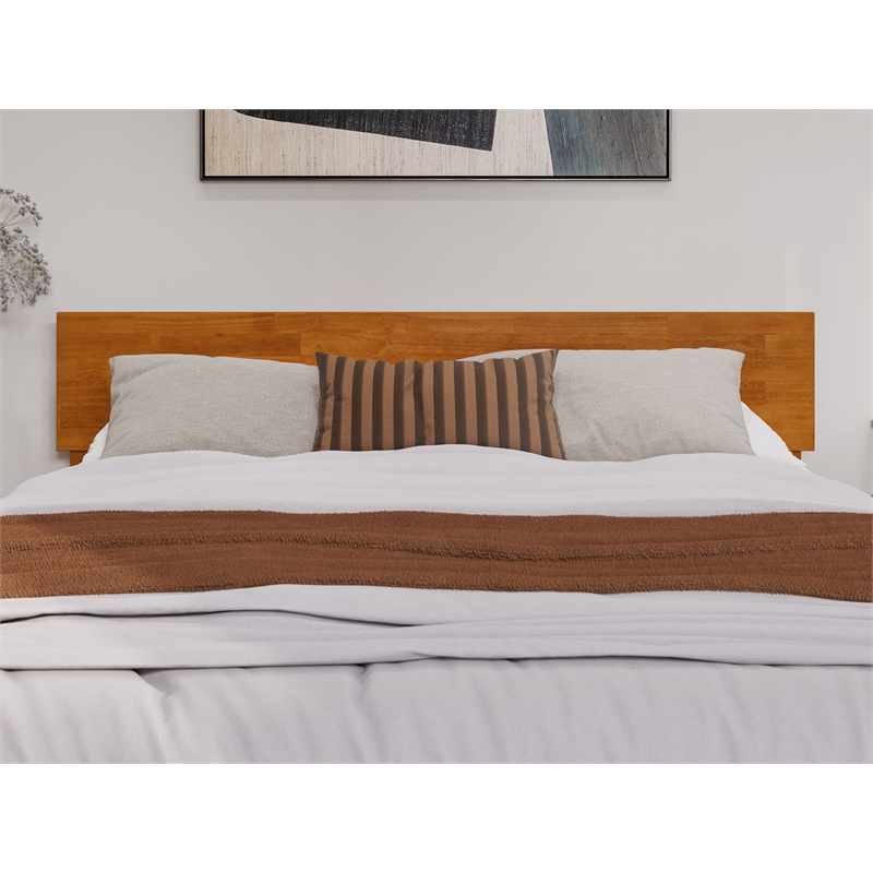 Pemberly Row Queen Platform Bed with Panel Footboard & TXL Trundle in Toffee