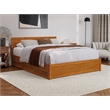 Pemberly Row Queen Platform Bed with Panel Footboard & TXL Trundle in Toffee