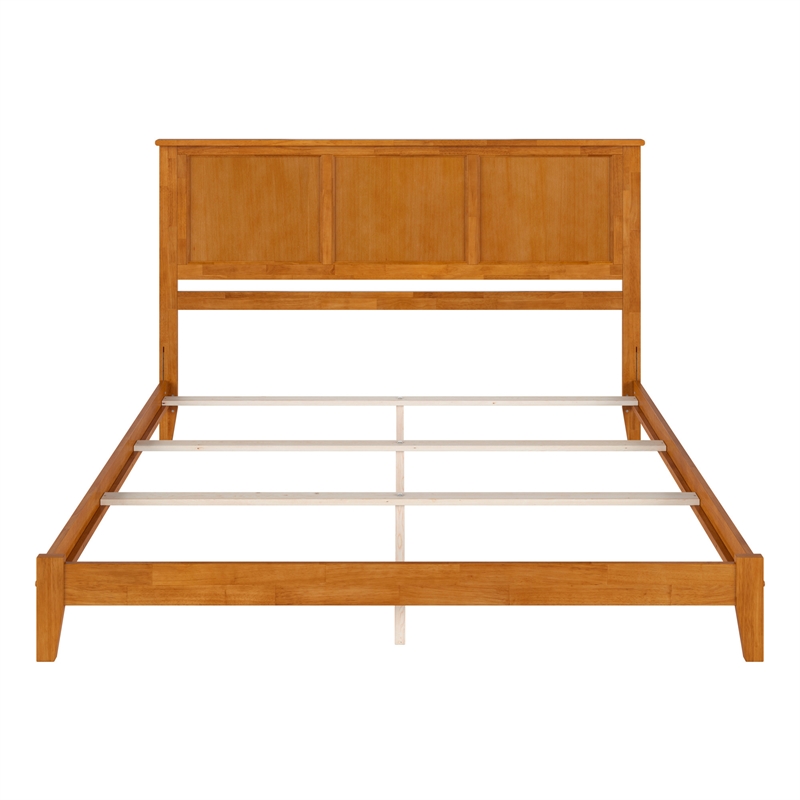 Pemberly Row Contemporary King Solid Wood Foundation Bed in Light Toffee