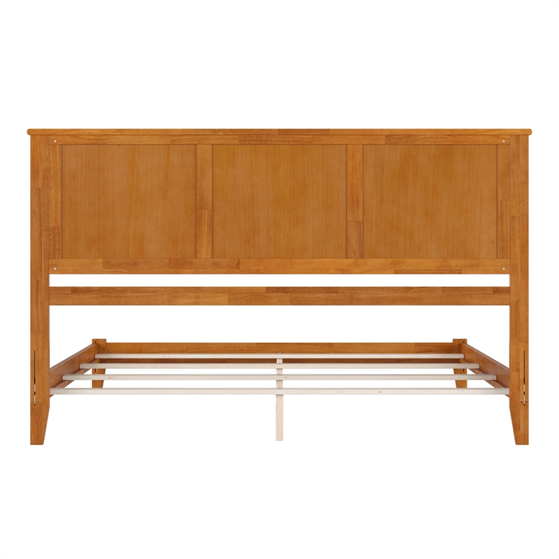 Pemberly Row Contemporary King Solid Wood Foundation Bed in Light Toffee