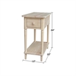 Pemberly Row Traditional Solid Wood Narrow Side Table in Unfinished