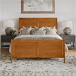 Pemberly Row Queen Wood Low Platform Bed with Matching Footboard in Light Toffee