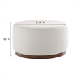 Pemberly Row Modern Fabric Ottoman in Cloud White and Walnut