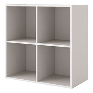 Pemberly Row Contemporary Stackable Wood 4-Cube Bookcase in Gray