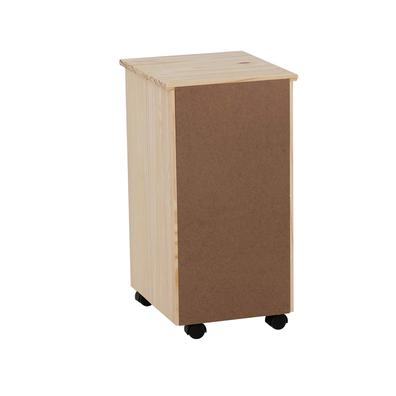 Pemberly Row 6-Drawer Unfinished Pine Wood Rolling Storage Cart Recessed Handles