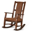 Pemberly Row Faux Leather Seat and Back Rocking Chair in Dark Chocolate Brown
