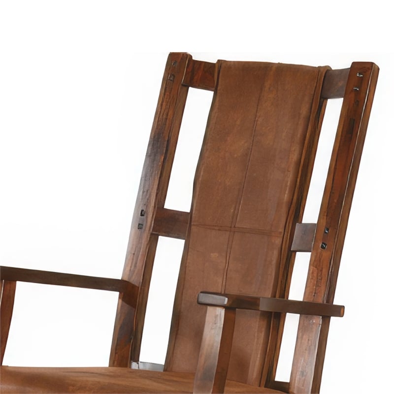 Pemberly Row Faux Leather Seat and Back Rocking Chair in Dark Chocolate Brown