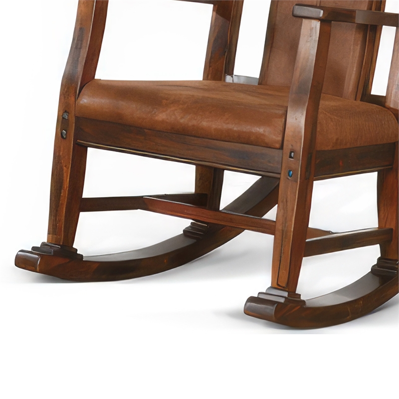 Pemberly Row Faux Leather Seat and Back Rocking Chair in Dark Chocolate Brown