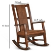 Pemberly Row Faux Leather Seat and Back Rocking Chair in Dark Chocolate Brown