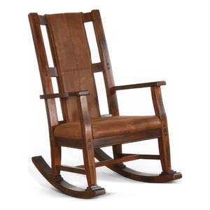 Pemberly Row Faux Leather Seat and Back Rocking Chair in Dark Chocolate Brown