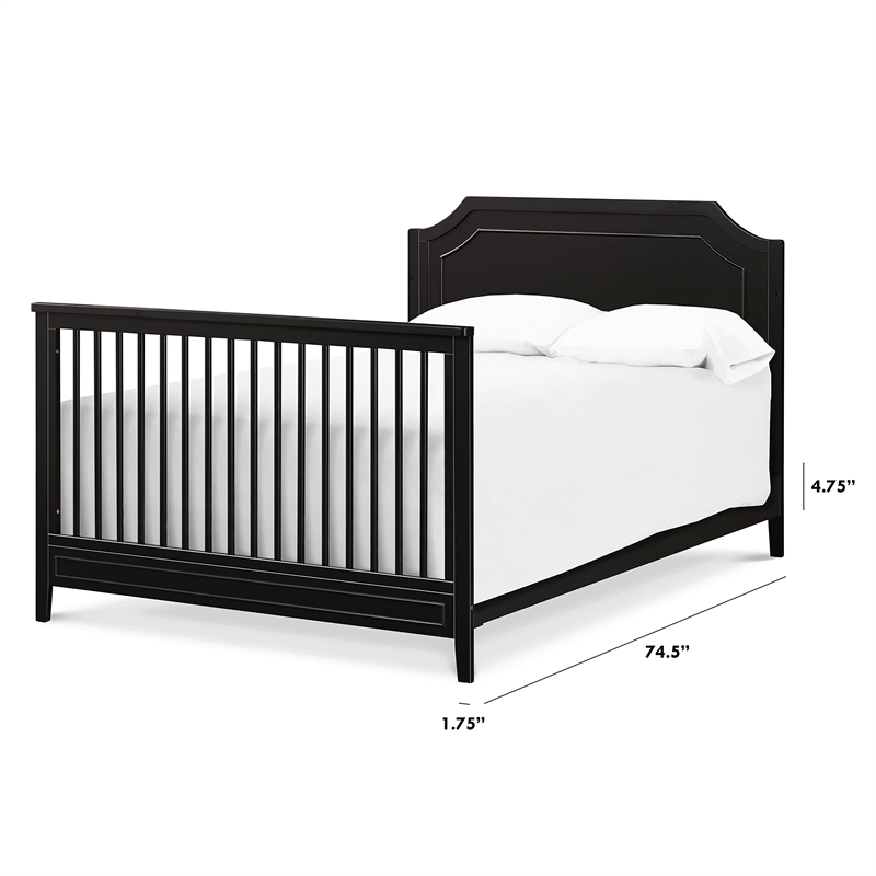 Pemberly Row Wood Hidden Hardware Twin-Full Size Bed Conversion Kit in Ebony