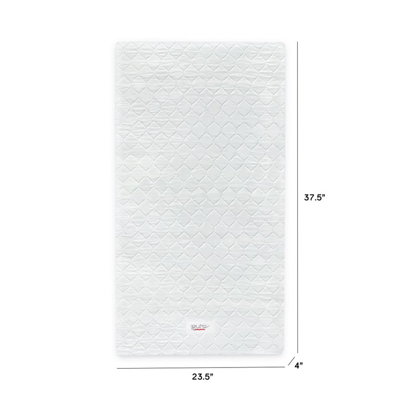 Pemberly Row Fabric White Mini Crib Mattress with Quilted Waterproof Cover