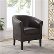 Pemberly Row Set of 2 Upholstered Club Chairs in Brown Faux Leather