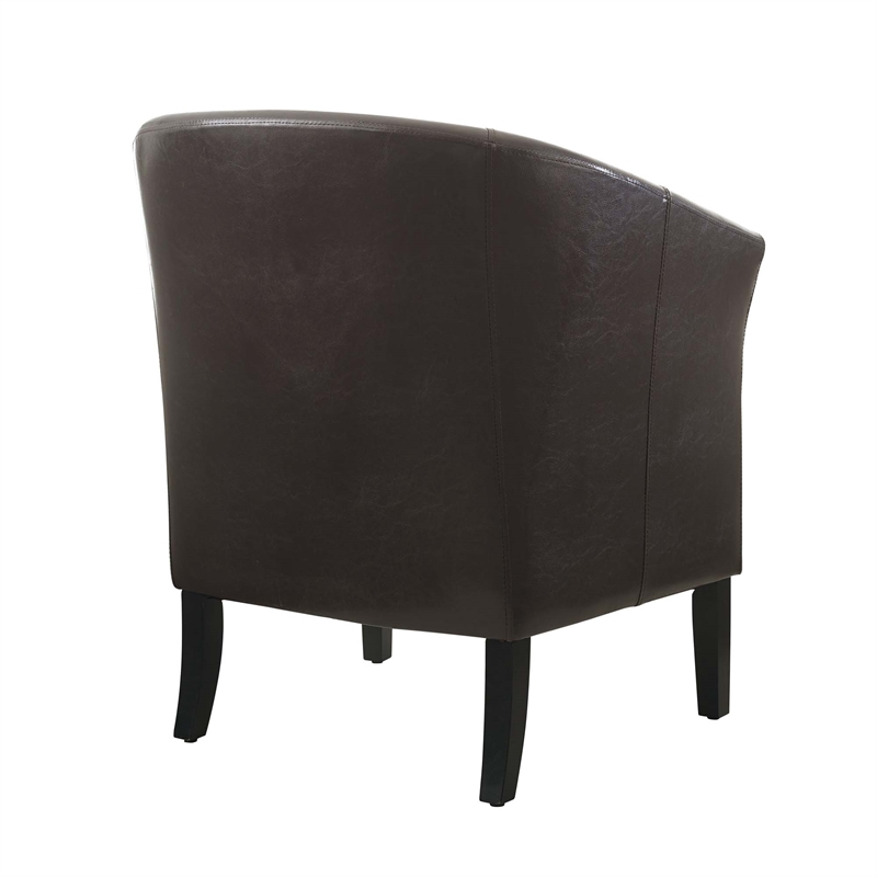 Pemberly Row Set of 2 Upholstered Club Chairs in Brown Faux Leather