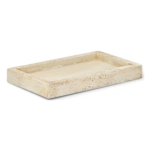 Pemberly Row Slim Rectangular Wood Tray in Brown with Gold Handles
