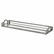 Pemberly Row Slim Rectangular Mirrored Tray with Silver Metal Frame