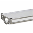Pemberly Row Slim Rectangular Mirrored Tray with Silver Metal Frame