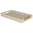 Pemberly Row Lusan Vinyl Tray with Cream Finish and Metal Handles