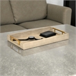 Pemberly Row Lusan Vinyl Tray with Cream Finish and Metal Handles