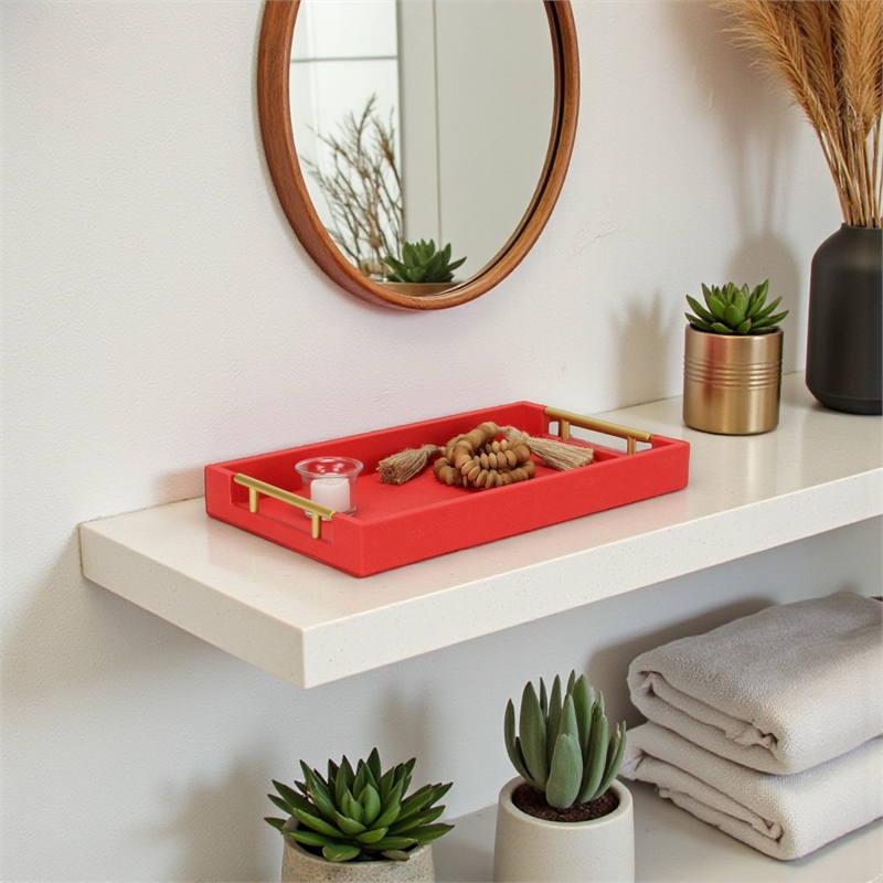 Pemberly Row Lusan Colored Vinyl Tray with Metal Handles
