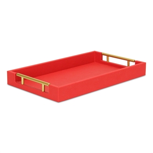 Pemberly Row Lusan Colored Vinyl Tray with Metal Handles
