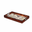 Pemberly Row Burlwood Veneer Glass Top Map Tray