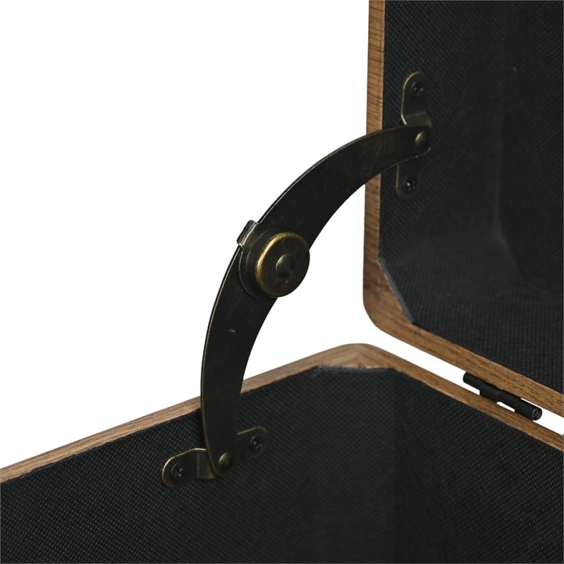 Pemberly Row Set of 3 Brown Storage Trunks with Black Handles