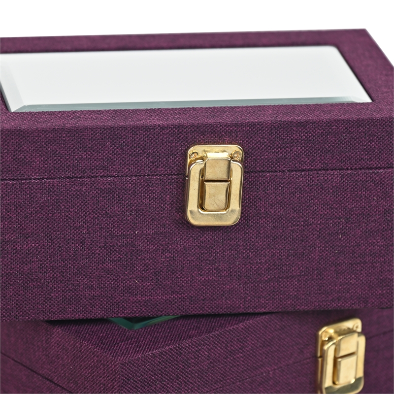 Pemberly Row 2 Pc Linen Box Set in Purple with Gold Accents