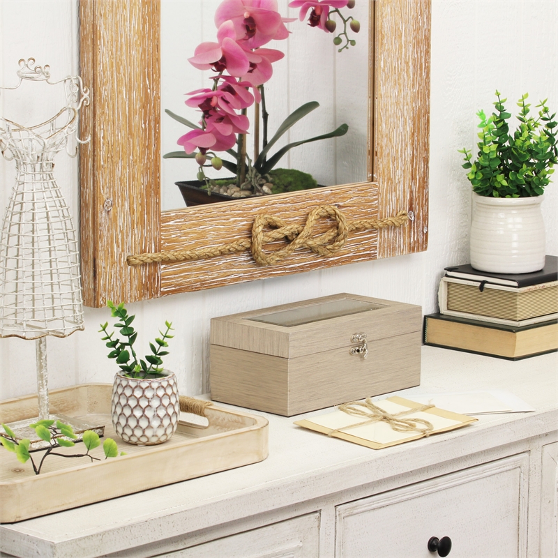 Pemberly Row Beveled Mirror Boxes Set of 2 in Soft Gold Vinyl