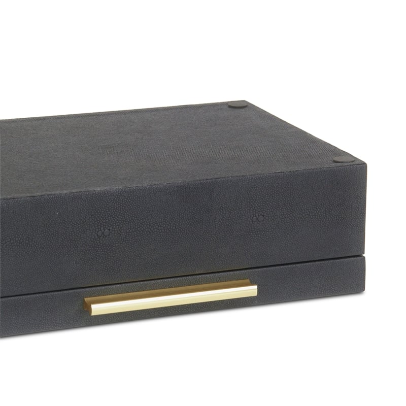 Pemberly Row Decorative Box Set in Black Faux Shagreen Finish