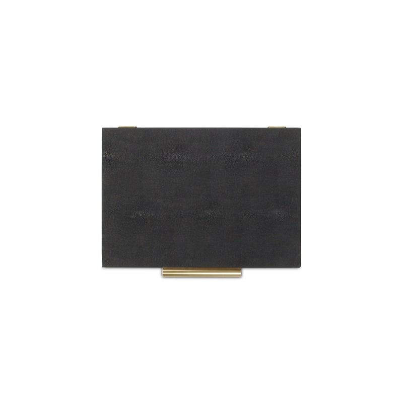 Pemberly Row Decorative Box Set in Black Faux Shagreen Finish