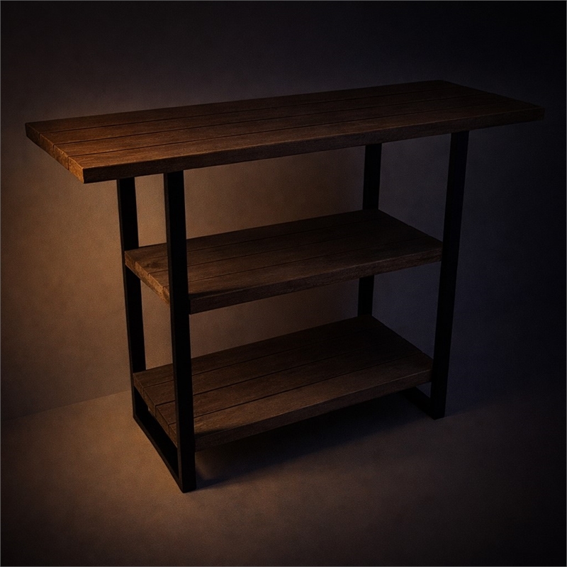 Pemberly Row Rustic 3 Tier Wood and Metal Display Table