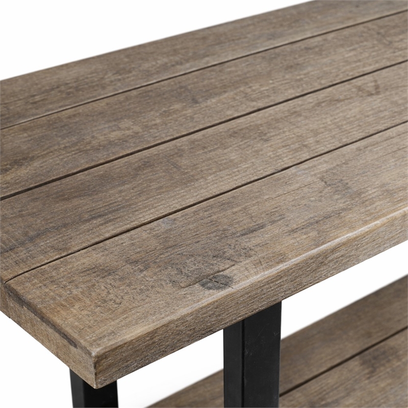 Pemberly Row Rustic 3 Tier Wood and Metal Display Table