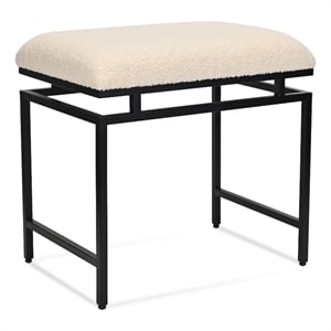 Pemberly Row Black Bench with Cream Boucle Upholstery