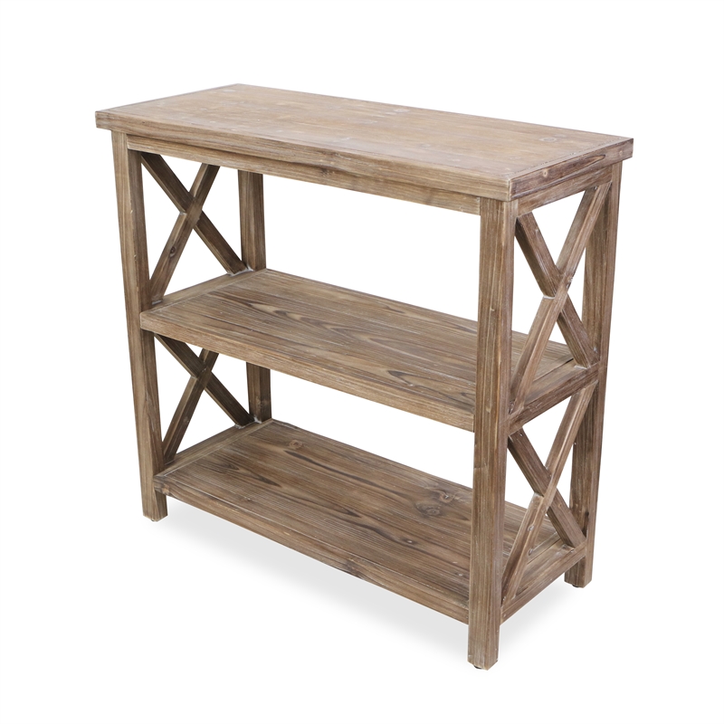 Pemberly Row Solid Wood 3 Tier Shelf in Brown