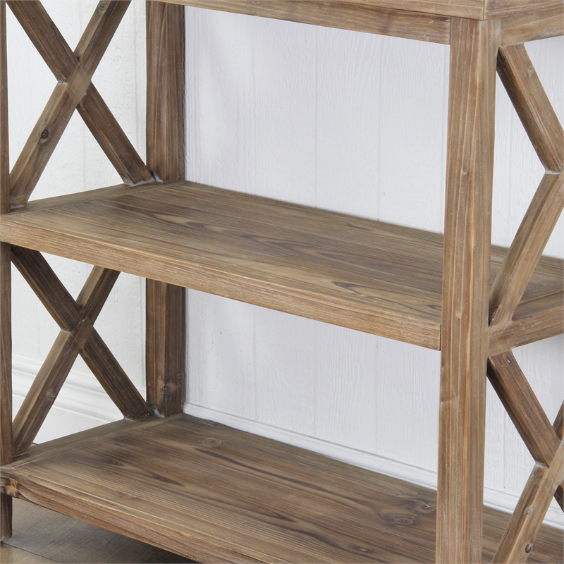Pemberly Row Solid Wood 3 Tier Shelf in Brown