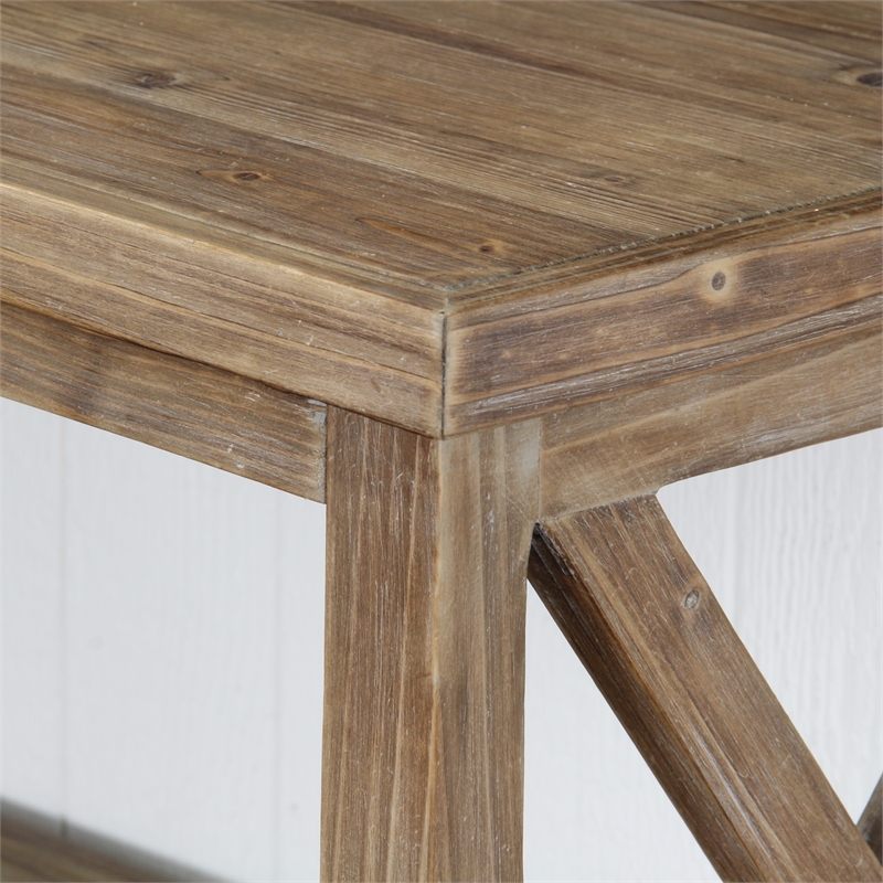 Pemberly Row Solid Wood 3 Tier Shelf in Brown
