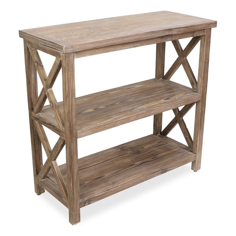 Pemberly Row Solid Wood 3 Tier Shelf in Brown