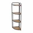 Pemberly Row Foldable 4 Tier Wood and Metal Corner Shelf