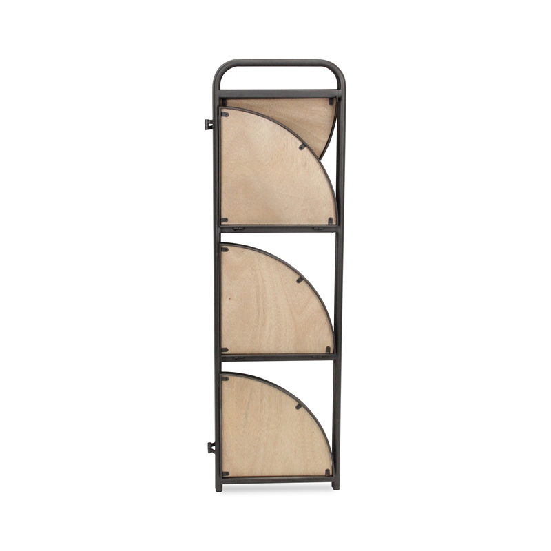 Pemberly Row Foldable 4 Tier Wood and Metal Corner Shelf
