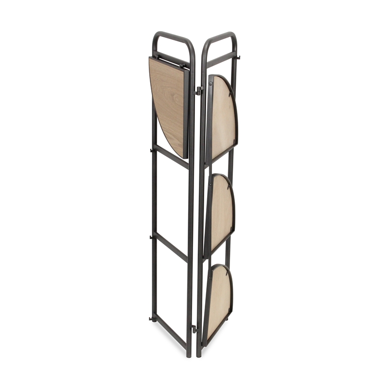 Pemberly Row Foldable 4 Tier Wood and Metal Corner Shelf
